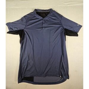 Canari Mens XL Cycling Shirt Blue Dot Short Sleeve Henley Bike Shirt Pocket